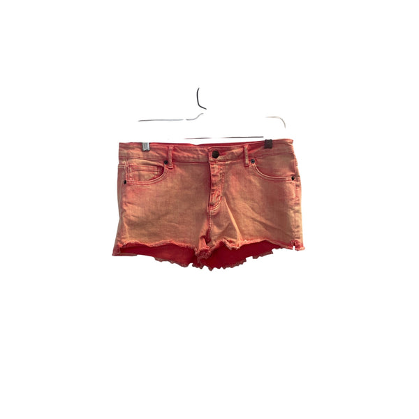 Forever 21 Womens Pink Frayed Low Rise Jean Shorts Size 29 Cotton Blend Stretchy
