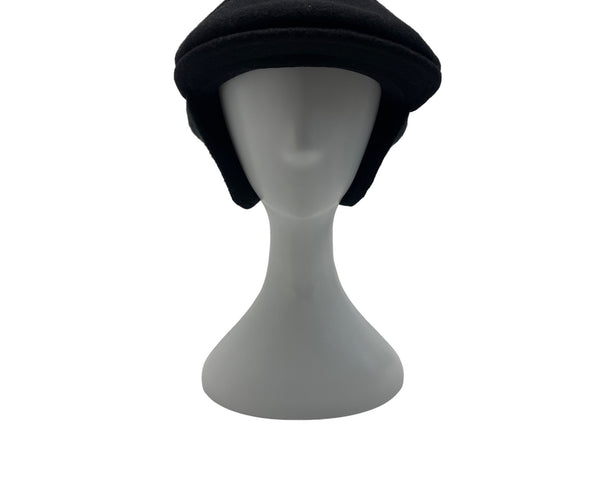 Kangol Mens Wool Earflap Flat Cap Hat Black