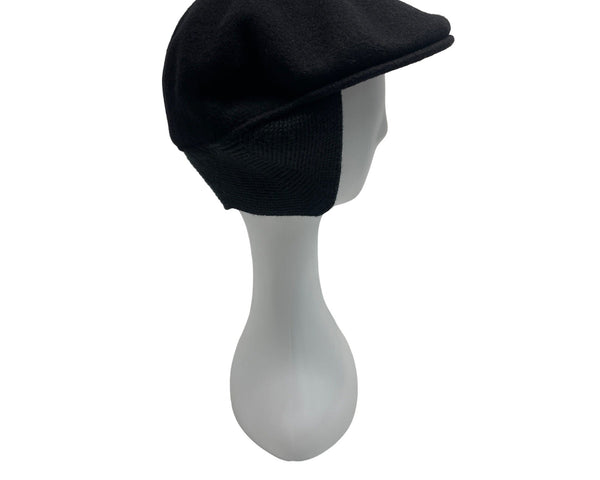Kangol Mens Wool Earflap Flat Cap Hat Black