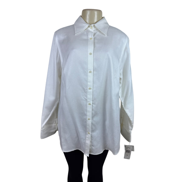 Jones New York Signature White Long Sleeve Button-Up Shirt Sz 1X - New