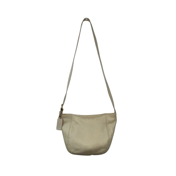 Vintage Coach Ivory White Leather Signature Embossed Tag Shoulder Bag Sz M