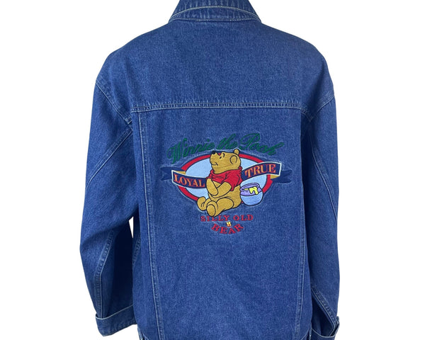 Vintage The Disney Store Blue Denim Unisex Jacket Winnie The Pooh Graphic Size M