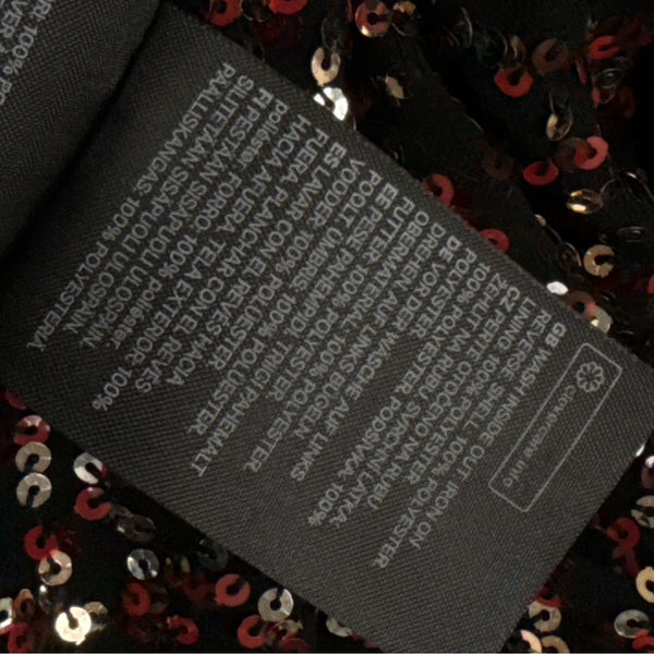 H&M Women's Black Sequin Mini Dress V Neck Sparkle Shine Size 14