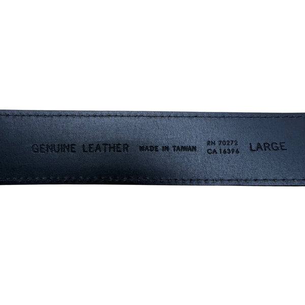 Vintage Large Black Leather Belt With Ornate Metal Buckle 40 Inches Adjustable