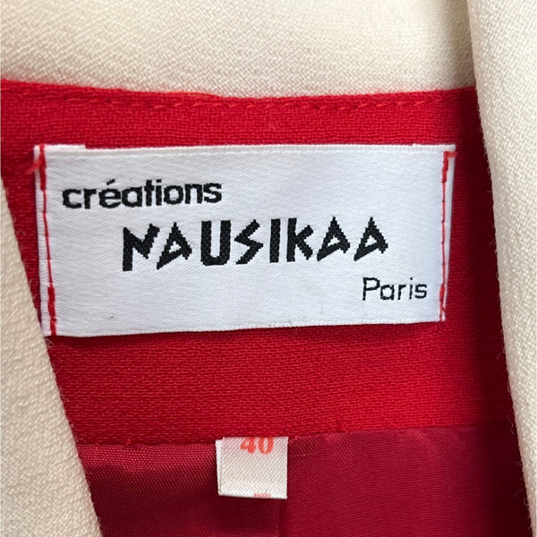 Vintage Nausikaa Paris Wool Red Blazer Skirt Women's Office Set Sz 40 (US 9)