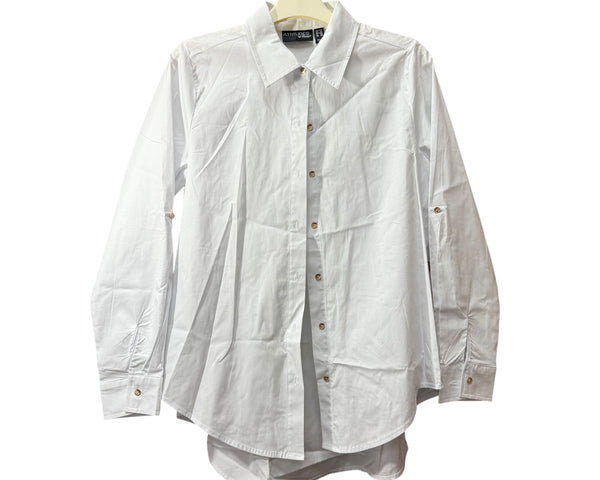 Attitudes By Renee Womens White Cotton Button Down Shirt Size XS