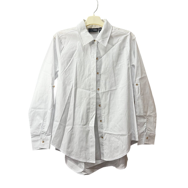 Attitudes By Renee Womens White Cotton Button Down Shirt Size XS