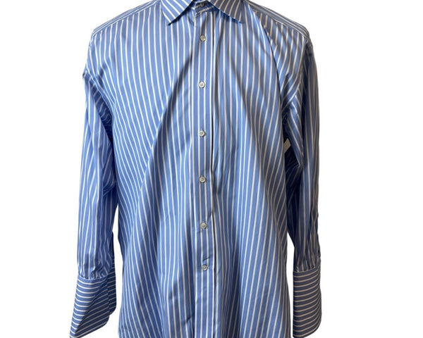 Alâra Men's Blue Striped Buttondown Shirt Sz 32-33
