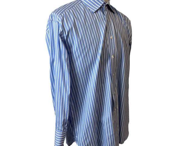 Alâra Men's Blue Striped Buttondown Shirt Sz 32-33