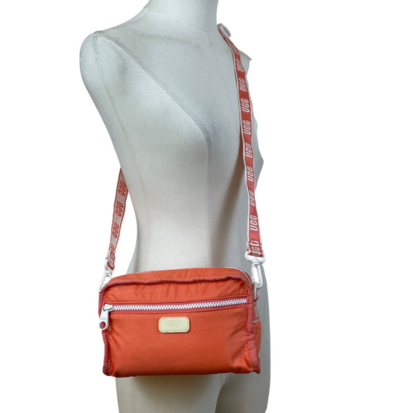 Ugg Women’s Orange Nylon Signature Logo Adjustable Strap Crossbody Bag Size S