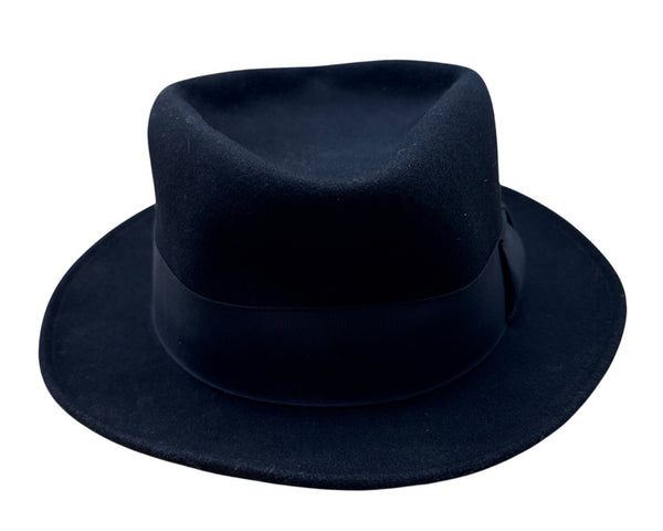 Golden Gate Hat Co Mens Black Wool Fedora Hat Size Large Satin Lining & Ribbon