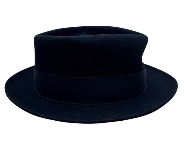 Golden Gate Hat Co Mens Black Wool Fedora Hat Size Large Satin Lining & Ribbon