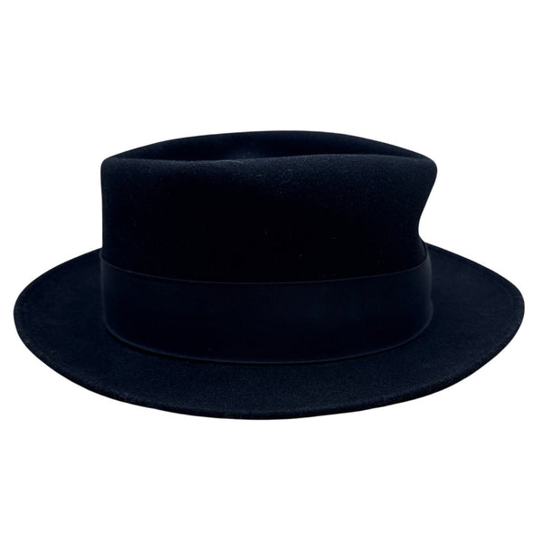 Golden Gate Hat Co Mens Black Wool Fedora Hat Size Large Satin Lining & Ribbon
