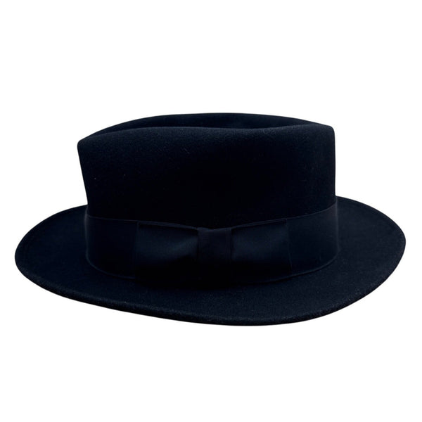 Golden Gate Hat Co Mens Black Wool Fedora Hat Size Large Satin Lining & Ribbon