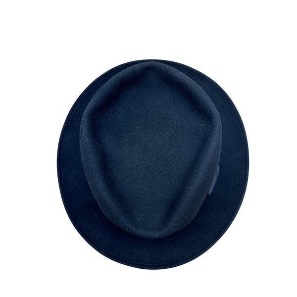 Golden Gate Hat Co Mens Black Wool Fedora Hat Size Large Satin Lining & Ribbon