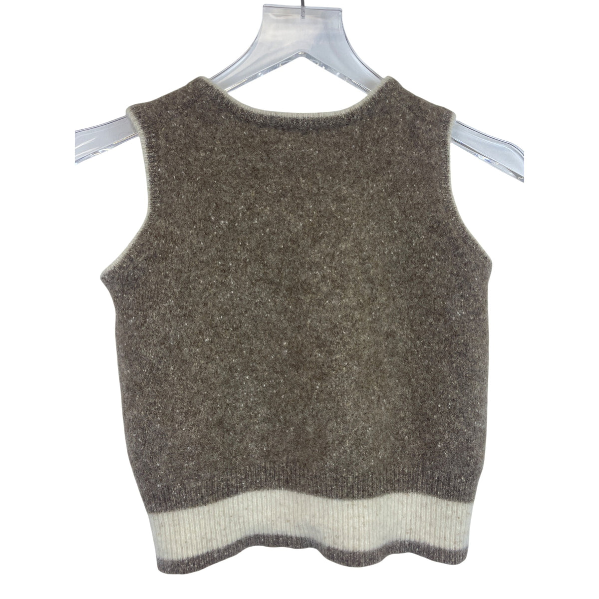 Neiman Marcus Womens Brown Cashmere Sleeveless Vest Sweater Medium Ribbed Hem