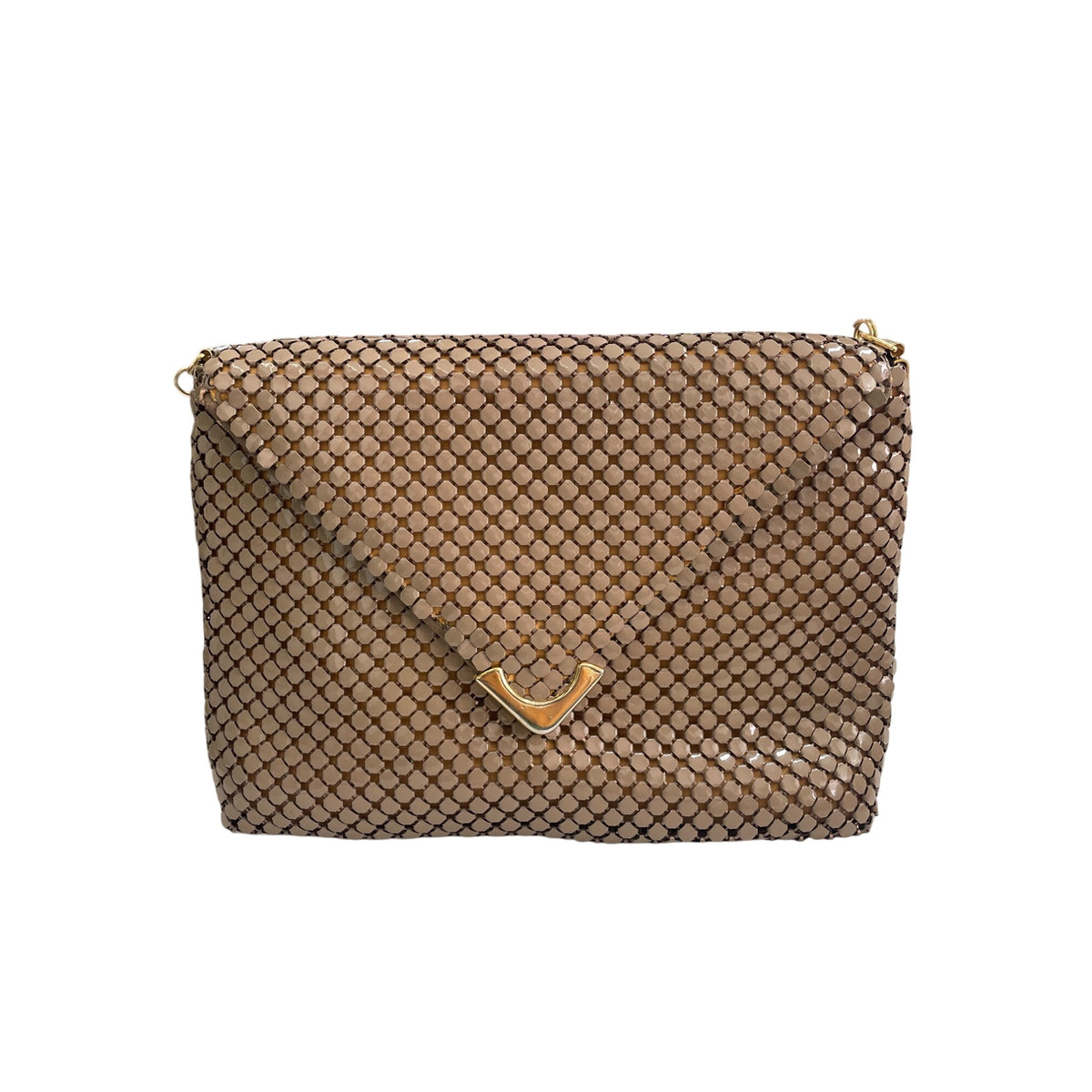 Vintage Metal Envelope Crossbody Bag With Gold Accents