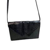 Unbranded Women's Black Faux Croc Leaher Skin Envelope Shoulder Bag Sz S