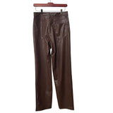H&M Womens Brown Faux Leather Straight Pants Size 6 High-Waist Stylish Casual