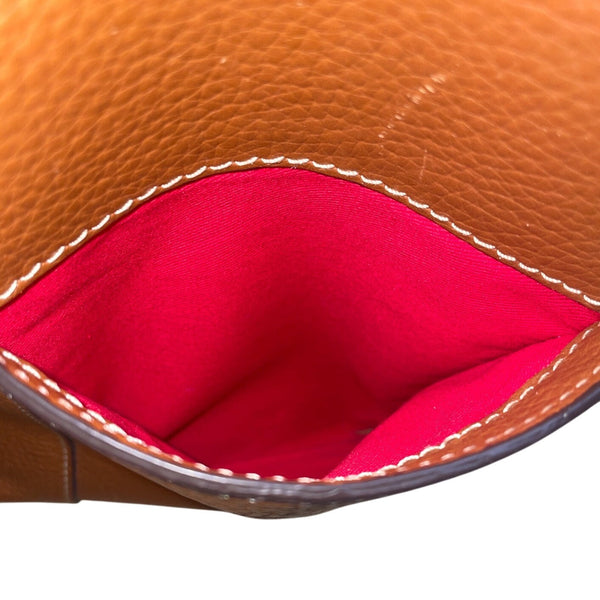 Dooney & Bourke Tan Brown Pebbled Leather Gold Accents Double Strap Shoulder Bag