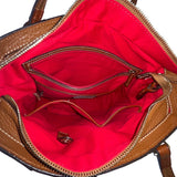 Dooney & Bourke Tan Brown Pebbled Leather Gold Accents Double Strap Shoulder Bag