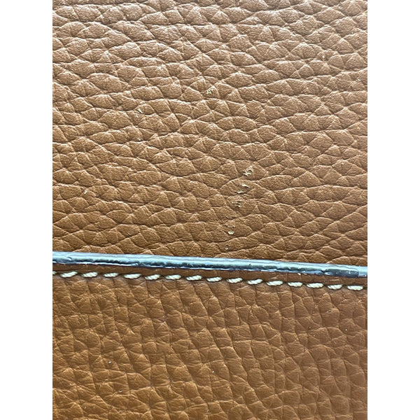 Dooney & Bourke Tan Brown Pebbled Leather Gold Accents Double Strap Shoulder Bag