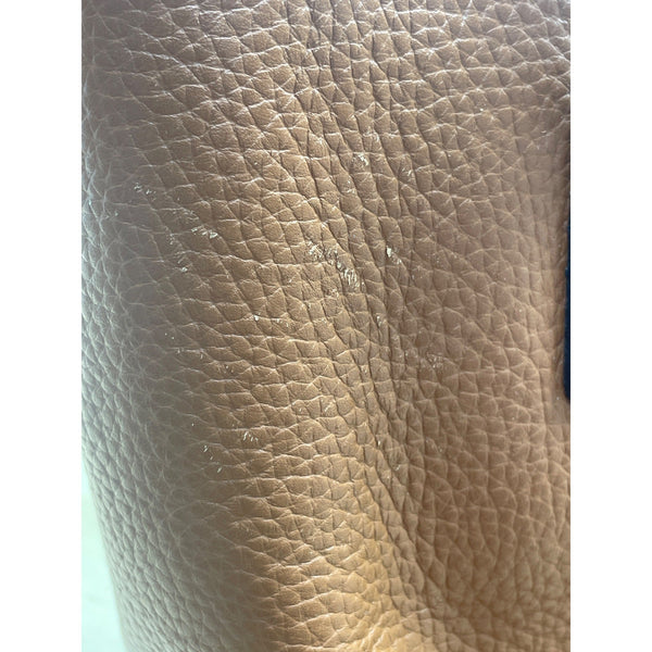 Dooney & Bourke Tan Brown Pebbled Leather Gold Accents Double Strap Shoulder Bag