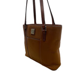 Dooney & Bourke Tan Brown Pebbled Leather Gold Accents Double Strap Shoulder Bag