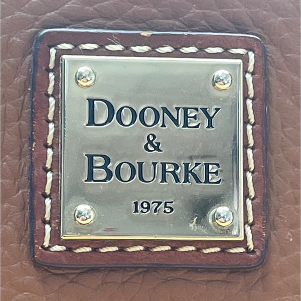 Dooney & Bourke Tan Brown Pebbled Leather Gold Accents Double Strap Shoulder Bag