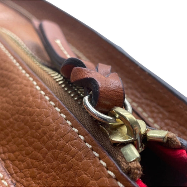 Dooney & Bourke Tan Brown Pebbled Leather Gold Accents Double Strap Shoulder Bag