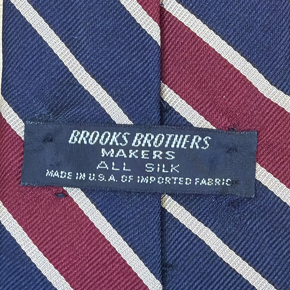 Vintage Brooks Brothers Navy & Burgundy Striped Silk Tie Classic Pattern