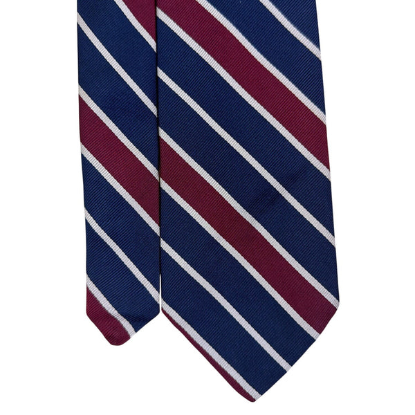 Vintage Brooks Brothers Navy & Burgundy Striped Silk Tie Classic Pattern