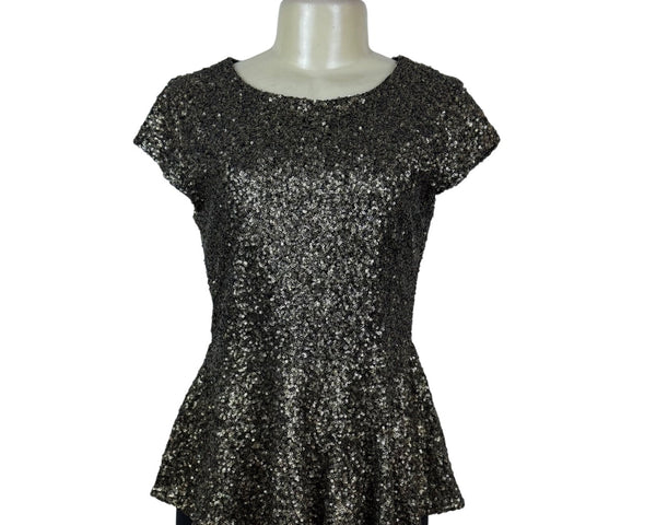 Eros Apparel Womens Black Peplum Top Partywear Sz M