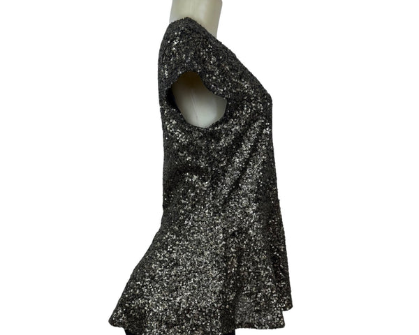 Eros Apparel Womens Black Peplum Top Partywear Sz M