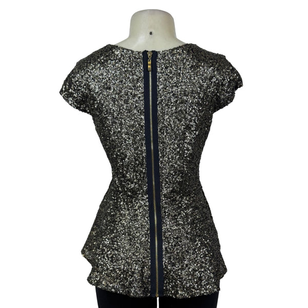 Eros Apparel Womens Black Peplum Top Partywear Sz M