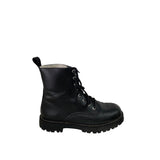Black Leather Lace-Up Ankle Boots With Lug Sole For Men Size 40