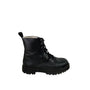Black Leather Lace-Up Ankle Boots With Lug Sole For Men Size 40