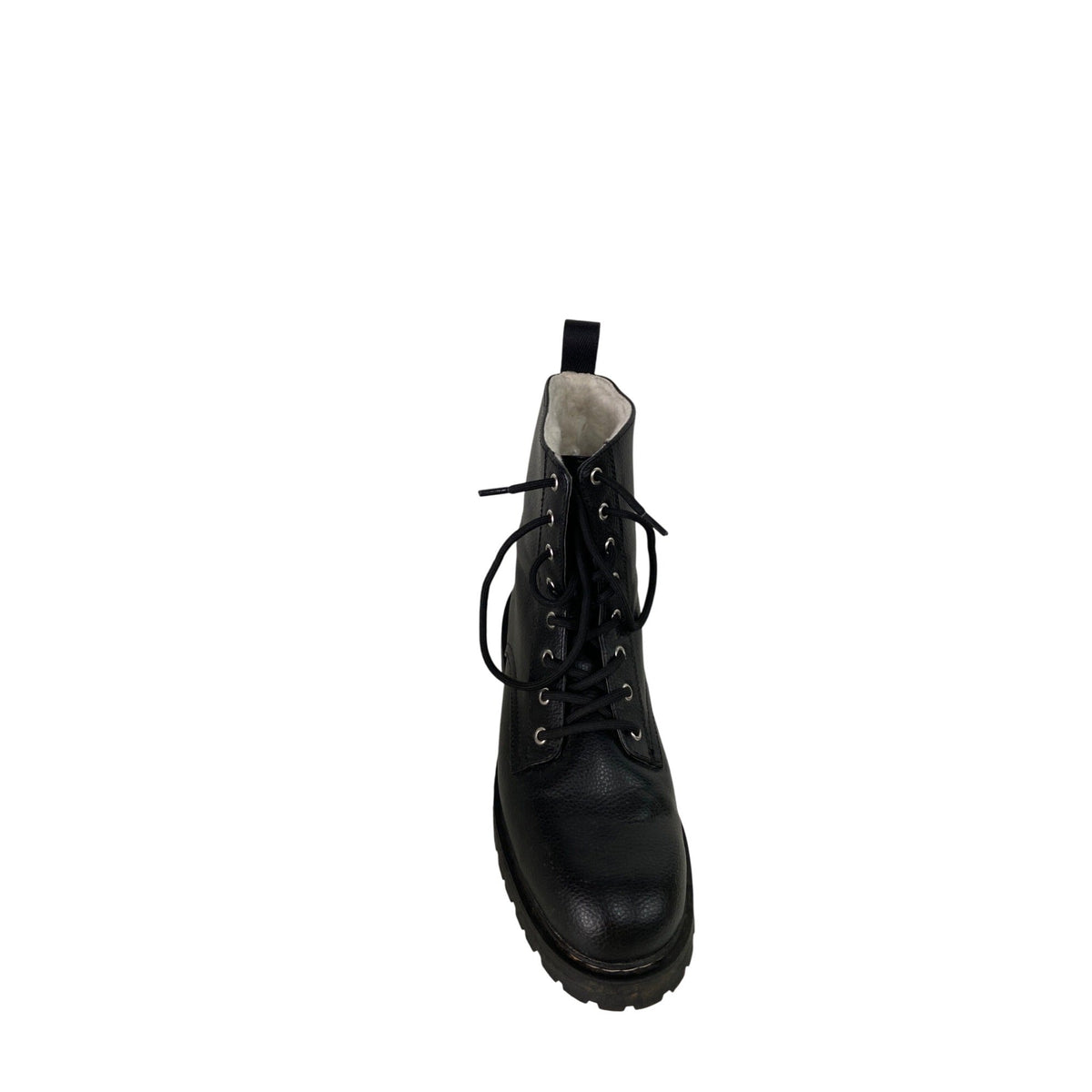Black Leather Lace-Up Ankle Boots With Lug Sole For Men Size 40
