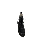 Black Leather Lace-Up Ankle Boots With Lug Sole For Men Size 40