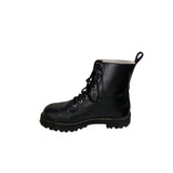 Black Leather Lace-Up Ankle Boots With Lug Sole For Men Size 40