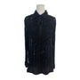 Vintage Black Beaded Sheer Button-Up Blouse With Sequin & Embellished Details