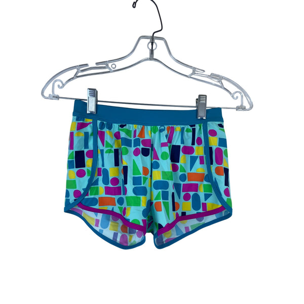 L.L.Bean Girls Teal Multicolor Waterport Swim Tankini Set UPF 50+ Geometric Print Size 10