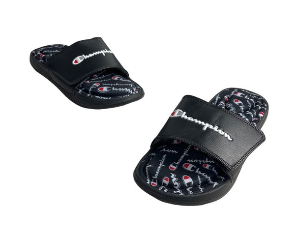 Champion Black Vital Script Slide Women's Slipper Sandals Sz 6W