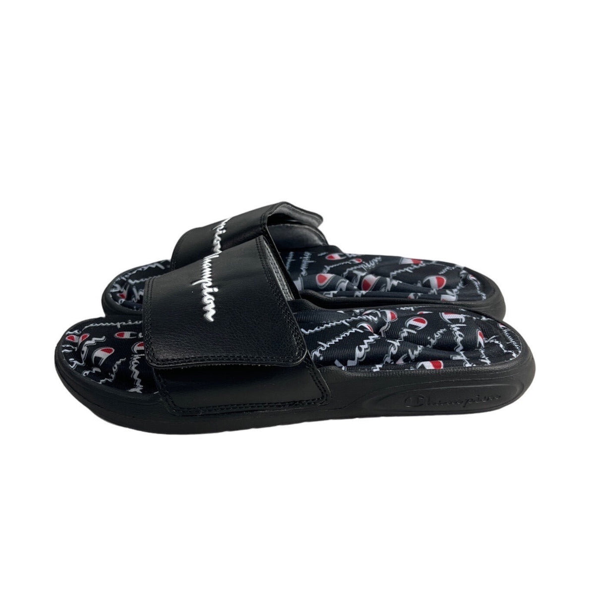 Champion Black Vital Script Slide Women's Slipper Sandals Sz 6W