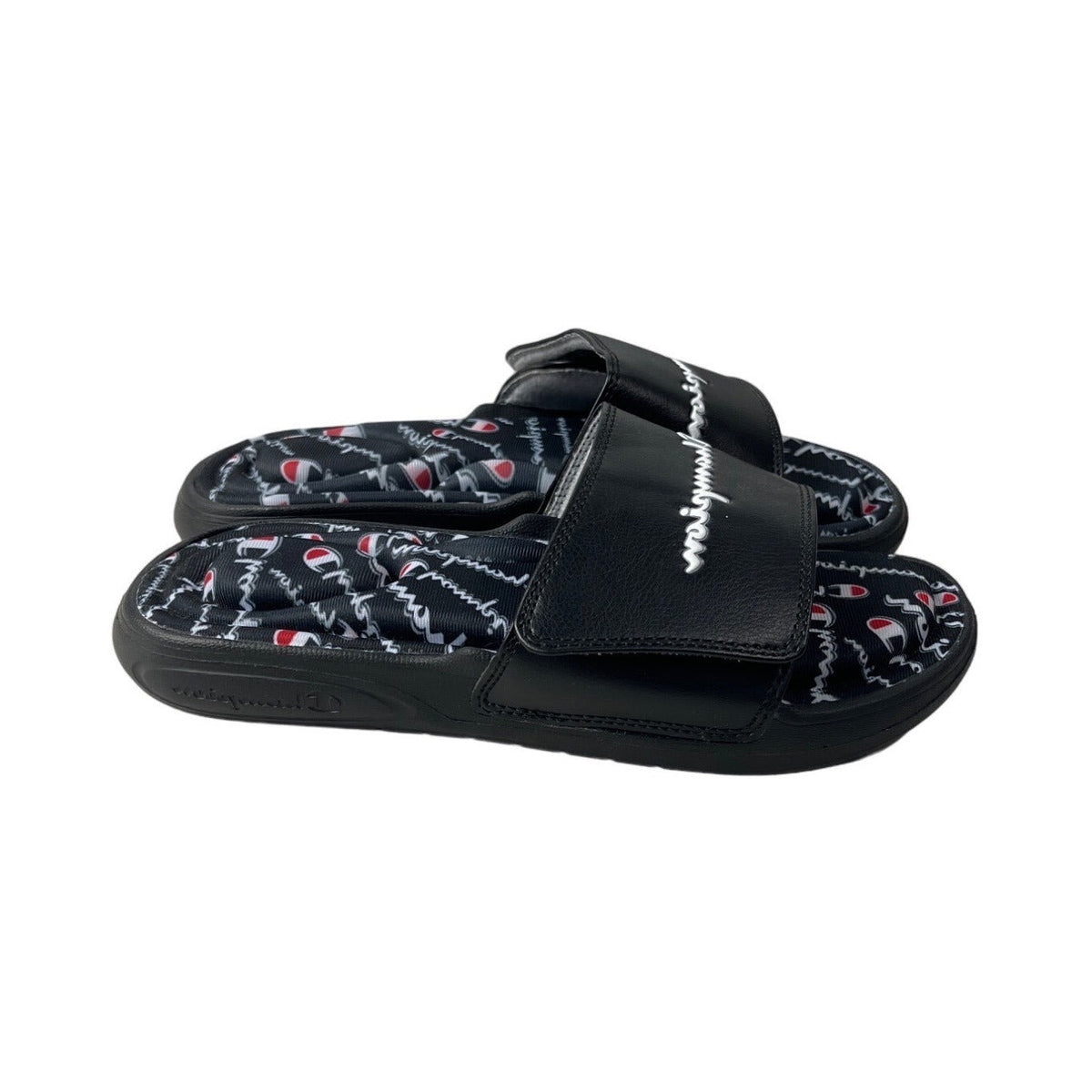 Champion Black Vital Script Slide Women's Slipper Sandals Sz 6W