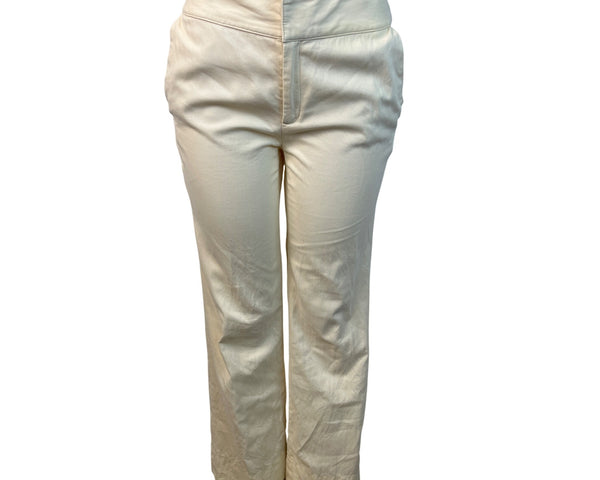 Banana Republic Womens Cream High-Waisted Slim Fit Pants With Hook Sz 6