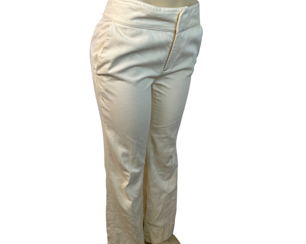 Banana Republic Womens Cream High-Waisted Slim Fit Pants With Hook Sz 6