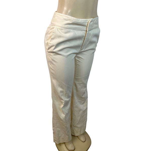 Banana Republic Womens Cream High-Waisted Slim Fit Pants With Hook Sz 6