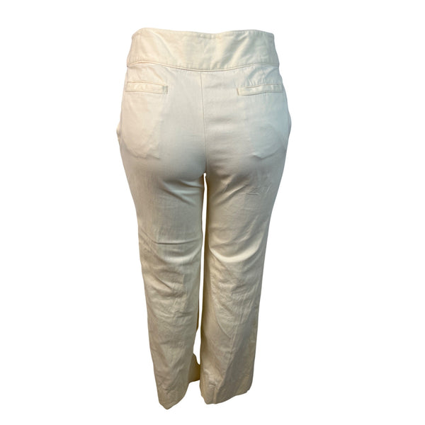Banana Republic Womens Cream High-Waisted Slim Fit Pants With Hook Sz 6