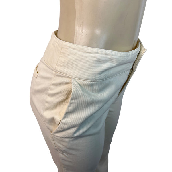 Banana Republic Womens Cream High-Waisted Slim Fit Pants With Hook Sz 6